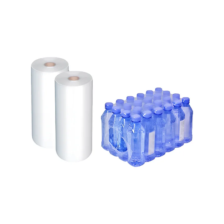 Shrink wrap rolls and a shrink-wrapped pack of bottled water